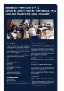 Bac pro MCVA Métiers du commerce et de la vente option AGEC Animation et gestion de l'Espace Commercial